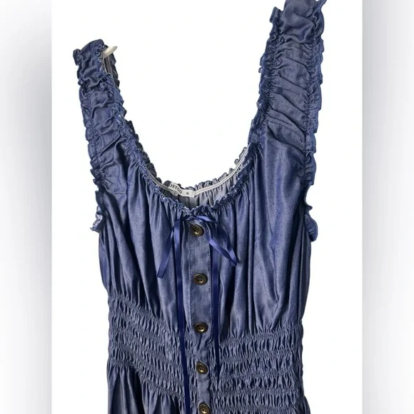 Ostoo Blue Ruffled Maxi Dress NWOT - Picture 3 of 8